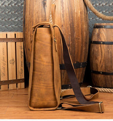Fashion Brown Mens Leather 15-inch Black Computer Backpack Brown Travel Backpacks School Satchel Backpacks for men