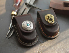 Dark Brown Handmade Genuine Leather Mens Car Key Case Car Key Holder For Men