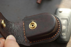 Dark Brown Handmade Genuine Leather Mens Car Key Case Car Key Holder For Men