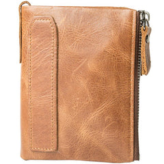 Brown Leather Mens Bifold Wallet Brown Small Wallet Front Pocket Wallet billfold Wallet for Men