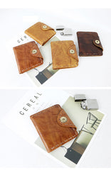 Dark Brown Handmade Leather Mens billfold Wallet Small Bifold Card Holder Front Pocket Wallet For Men