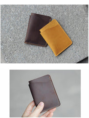 Handmade Dark Brown Leather Mens Card Holder Tan Card Holder Small Card Case For Men
