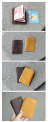 Handmade Dark Brown Leather Mens Card Holder Tan Card Holder Small Card Case For Men