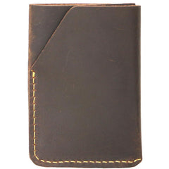Handmade Dark Brown Leather Mens Card Holder Tan Card Holder Small Card Case For Men