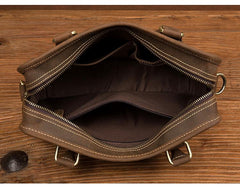 Vintage Dark Brown Leather Small Mens Briefcase Cool Work Bag Messenger Bags for Men
