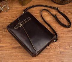 Cool Coffee Leather 13 inches Mens Small Postman Bag Messenger Bag Courier Bag for Men