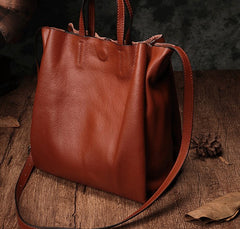 Dark Brown Leather Handbag Tote Shopper Bag Shoulder Tote Purse For Women