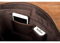 Vintage Brown Leather Mens 15 inches Briefcase Laptop Side Bag Business Bag Brown Work Bags for Men