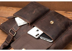 Vintage Brown Leather Mens 15 inches Briefcase Laptop Side Bag Business Bag Brown Work Bags for Men