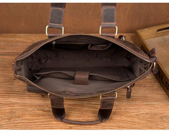 Vintage Brown Leather Mens 15 inches Briefcase Laptop Side Bag Business Bag Brown Work Bags for Men