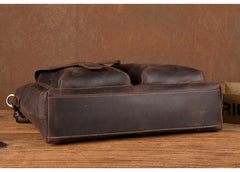 Vintage Brown Leather Mens 15 inches Briefcase Laptop Side Bag Business Bag Brown Work Bags for Men