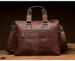 Vintage Brown Leather Mens 15 inches Briefcase Laptop Side Bag Business Bag Brown Work Bags for Men