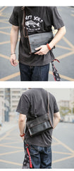 Dark Coffee Leather Mens Casual Small Courier Bag Messenger Bags Amber Postman Bag For Men