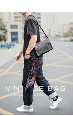 Dark Coffee Leather Mens Casual Small Courier Bag Messenger Bags Amber Postman Bag For Men