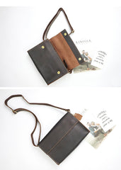 Dark Coffee Leather Mens Casual Small Courier Bag Messenger Bags Amber Postman Bag For Men