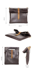 Dark Coffee  Leather Mens Casual Small Side Bags Messenger Bags Brown Postman Bag For Men
