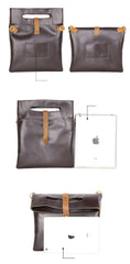 Dark Coffee  Leather Mens Casual Small Side Bags Messenger Bags Brown Postman Bag For Men