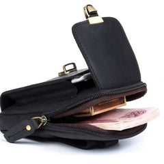 Dark Brown Leather Mens Cool Brown Waist Bag Phone Bag Belt Pouch Belt Bag For Men
