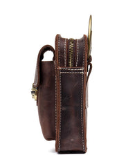 Dark Brown Leather Mens Cool Brown Waist Bag Phone Bag Belt Pouch Belt Bag For Men