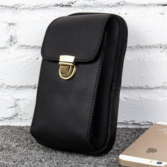 Dark Brown Leather Mens Cool Brown Waist Bag Phone Bag Belt Pouch Belt Bag For Men