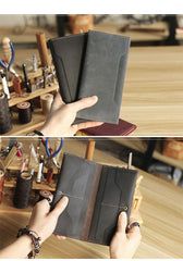 Vintage Brown Leather Mens Long Wallet Bifold Long Wallet Brown Phone Clutch Wallet For Men