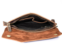 Dark Brown Vintage Leather Wristlet Bag Mens Tablet Bag Handy File Bag Clutch Bag For Men