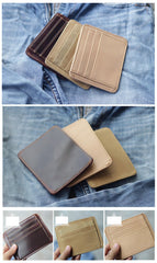 Vintage Brown Slim Leather Mens Card Wallet Small Card Holder Front Pocket Wallet For Men