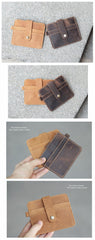 Vintage Brown Slim Leather Mens Card Wallets Small Card Holder Front Pocket Wallet For Men