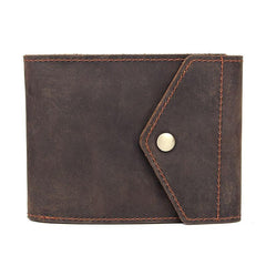 Dark Brown Small MENS LEATHER Bifold Wallet Card Brown billfold Wallet FOR MEN