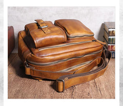 Brown Cool Leather Mens 14 inches Side Bag Gray Courier Bag Messenger Bag for Men