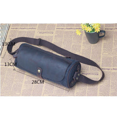Gray Canvas Leather Mens Green Barrel Postman Bag Bucket Messenger Bag Side Bag For Men