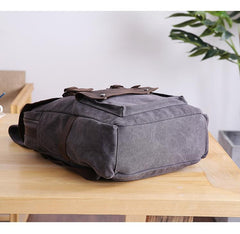 Dark Gray Waxed Canvas Mens Large 15'' Laptop Backpack College Backpack Hiking Backpack for Men