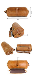 Brown Leather Mens Casual Bucket Shoulder Bag Barrel Messenger Bags Postman Bag For Men