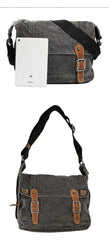 Cool Canvas Black Mens 13 inches Messenger Bag Side Bag Green Postman Bag Courier Bag For Men