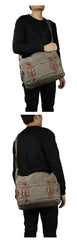 Cool Canvas Black Mens 13 inches Messenger Bag Side Bag Green Postman Bag Courier Bag For Men