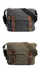 Cool Canvas Black Mens 13 inches Messenger Bag Side Bag Green Postman Bag Courier Bag For Men