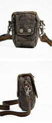 Canvas Black Mens Mini Side Messenger Bag Canvas Belt Pouch Waist Bag For Men