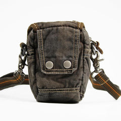 Canvas Black Mens Mini Side Messenger Bag Canvas Belt Pouch Waist Bag For Men