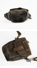 Canvas Black Mens Mini Side Messenger Bag Canvas Belt Pouch Waist Bag For Men