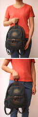 Vintage Denim Backpack School Backpack Womens Blue Denim School Rucksack For Women