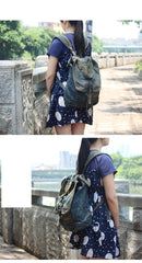 Fashion Denim Blue Mens Womens Backpack School Backpack Blue Jean Travel Backpacks For Men