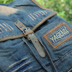 Fashion Denim Blue Mens Womens Backpack School Backpack Blue Jean Travel Backpacks For Men