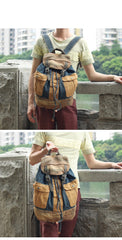 Fashion Denim Blue Mens Large Backpack Laptop Backpack Blue Jean Travel Backpacks For Men