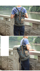 Denim Blue Mens Large Backpack School Backpacks Barrel Blue Large Jean Travel Backpack For Men