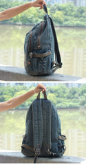 Denim Blue Mens 15 inches Backpack Laptop Backpack Jean Travel Backpacks For Men