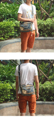 Denim Blue Mens Casual Small Messenger Bag Jean Postman Bag Courier Bag For Men