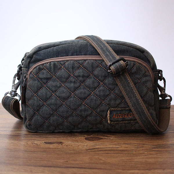 Denim Blue WOmens Diamond Shoulder Bag Vintage - Back View