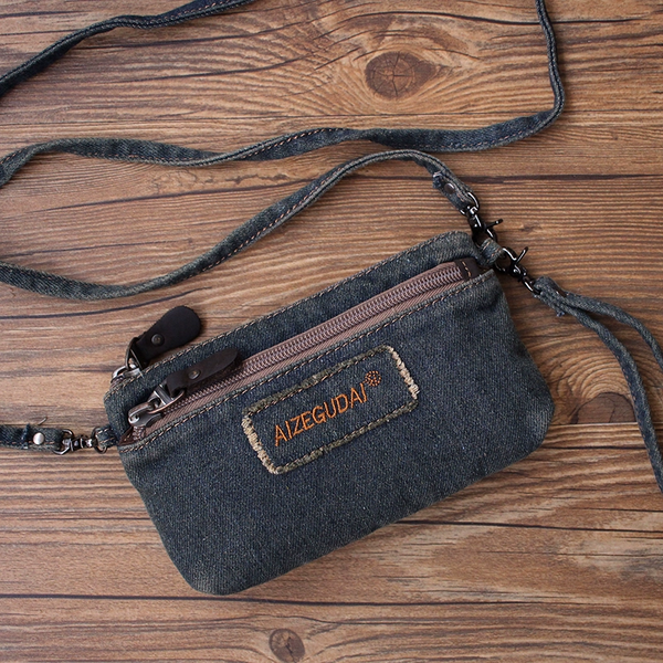 Denim Blue Womens Phone Shoulder Bag Mini - Back View