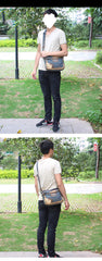 Blue Denim Mens Casual Small Messenger Bag Jean Postman Bag Courier Bag For Men