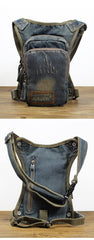 Denim Jean Mens Waist Bag DropLeg Pouch Bag Blue Hip Bag Fanny Pack For Men